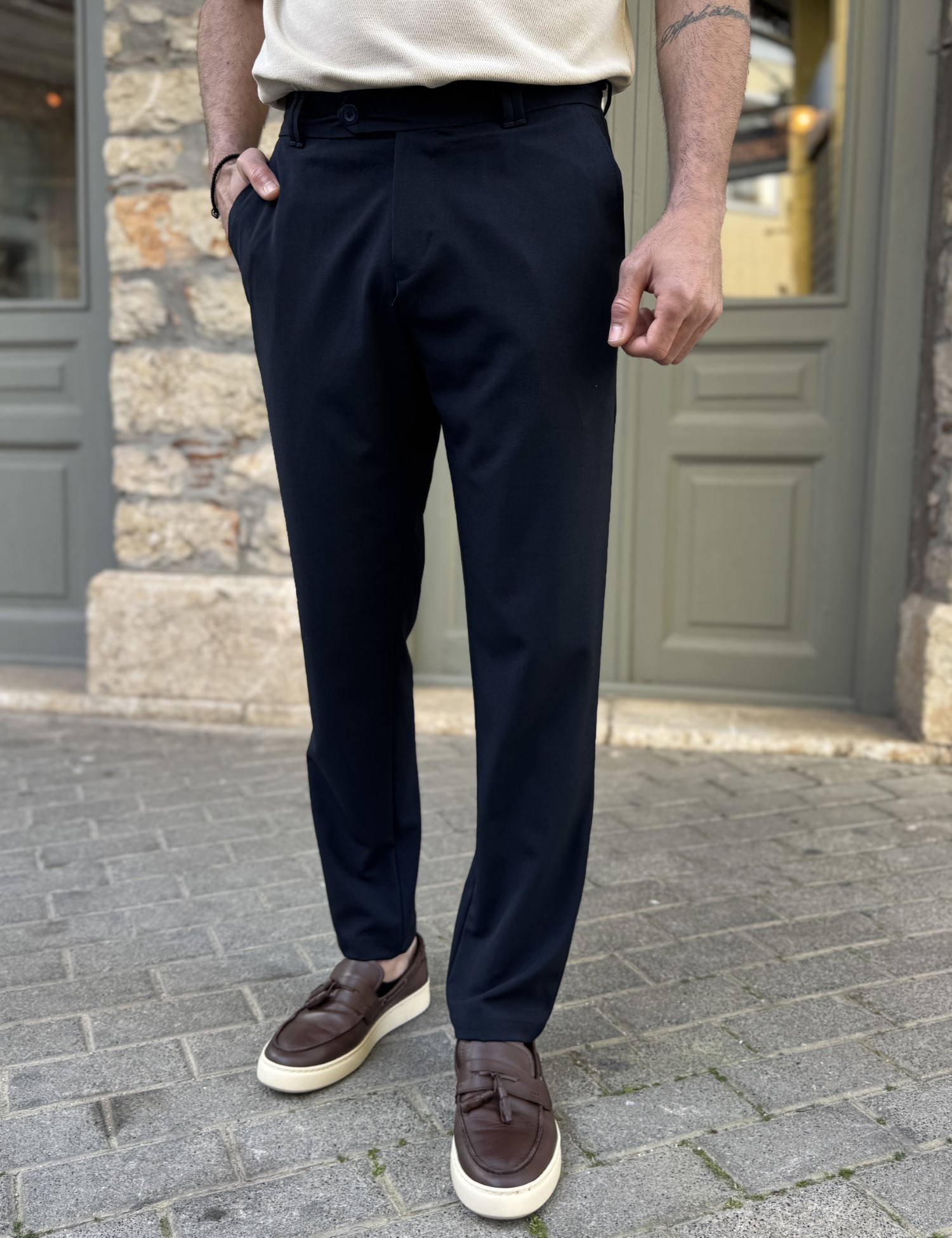 Fabricland Ανδρικό μπλε υφασμάτινο ίσιο παντελόνι FCL5300N